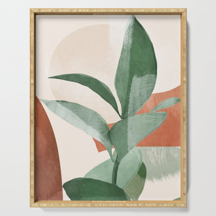 Modern Abstract Art Plant 3 Serving Tray Gallery Image 1