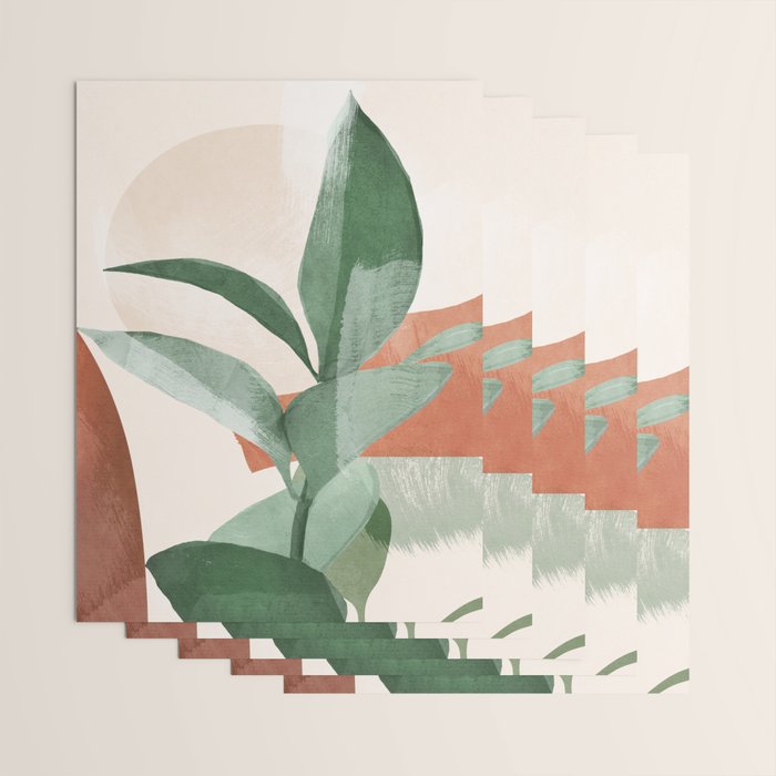 Modern Abstract Art Plant 3 Wrapping Paper Gallery Image 3