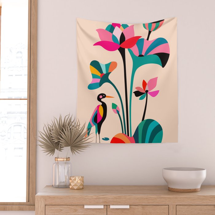 Modern Lotus Wall Tapestry Gallery Image 2