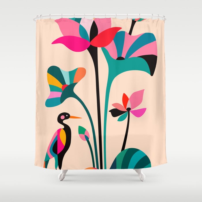 Modern Lotus Shower Curtain Gallery Image 1