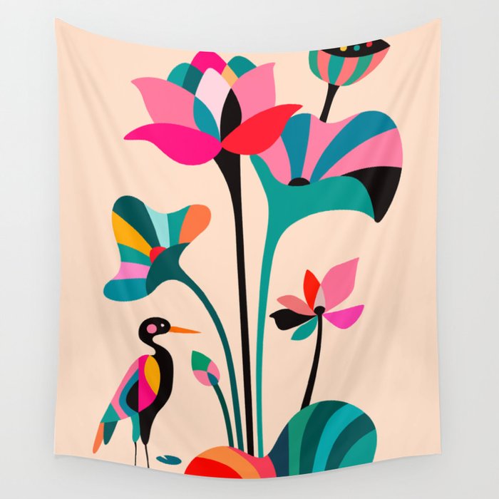 Modern Lotus Wall Tapestry Gallery Image 1