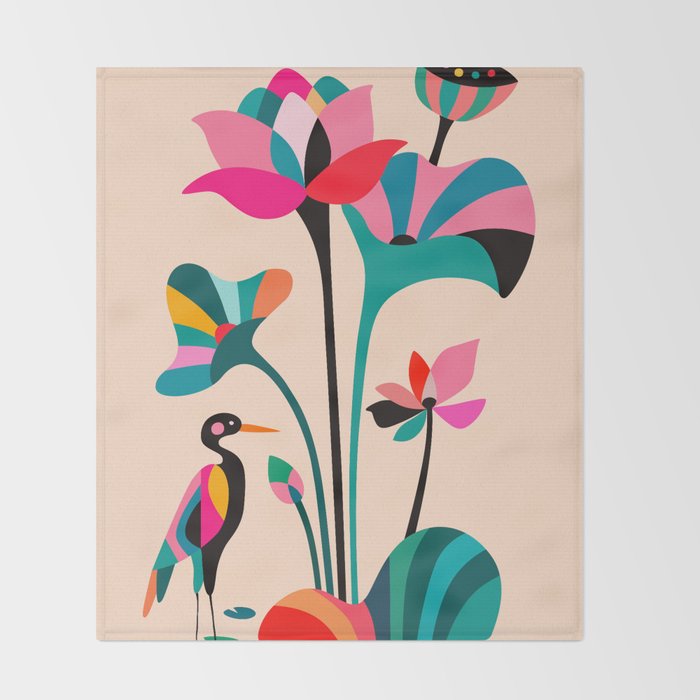 Modern Lotus Throw Blanket Gallery Image 2