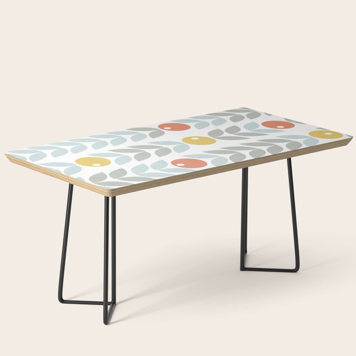 Mid Century Modern Retro Leaf and Circle Pattern Coffee Table Gallery Image 1