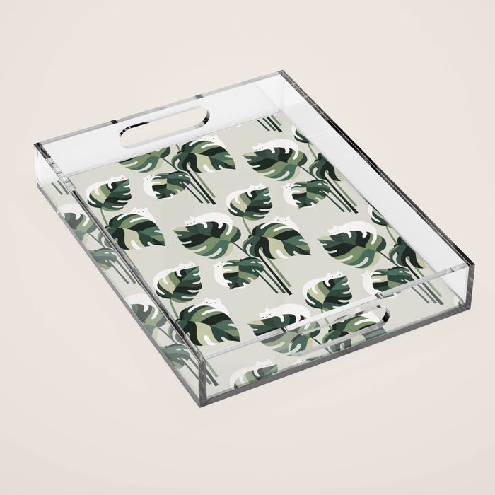 Cat and Plant 11 Pattern Acrylic Tray Gallery Image 1