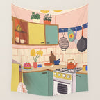 Retro kitchen Wall Tapestry Gallery Image 4
