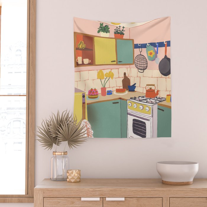 Retro kitchen Wall Tapestry Gallery Image 2