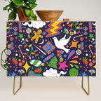 60s 70s psychedelic Modern Christmas Confetti Pattern Credenza Gallery Image 1