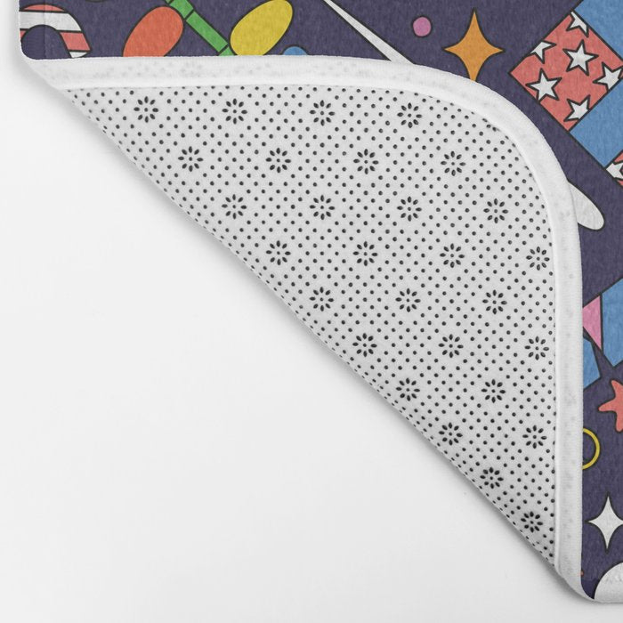 60s 70s psychedelic Modern Christmas Confetti Pattern Bath Mat Gallery Image 2