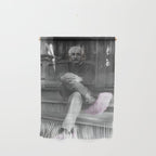 Satirical Einstein in Fuzzy Pink Slippers Classic E = mc² Black and White Satirical Photography  Wall Hanging Gallery Image 1