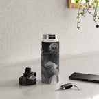 Satirical Einstein in Fuzzy Pink Slippers Classic E = mc² Black and White Satirical Photography  Water Bottle Gallery Image 4