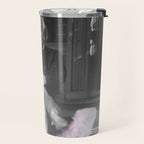 Satirical Einstein in Fuzzy Pink Slippers Classic E = mc² Black and White Satirical Photography  Travel Mug Gallery Image 2