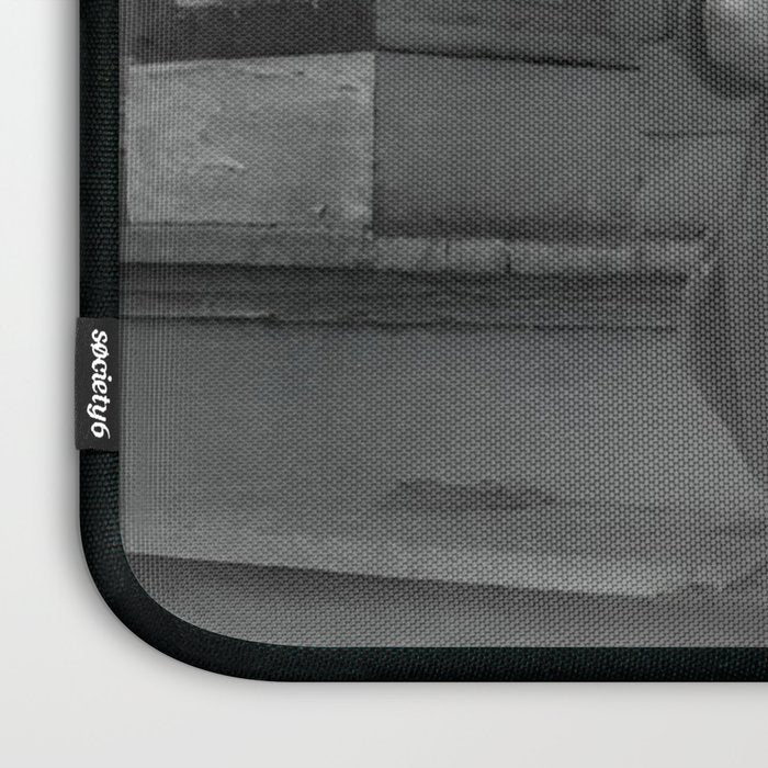 Satirical Einstein in Fuzzy Pink Slippers Classic E = mc² Black and White Satirical Photography  Laptop Sleeve Gallery Image 3