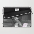 Satirical Einstein in Fuzzy Pink Slippers Classic E = mc² Black and White Satirical Photography  Laptop Sleeve Gallery Image 2