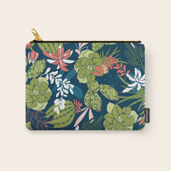 Succulent Garden Navy Carry All Pouch Gallery Image 1