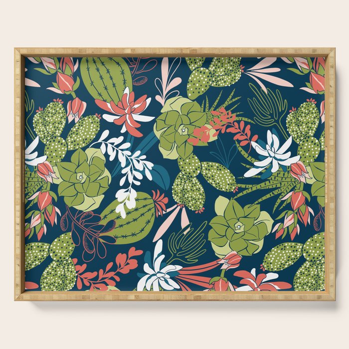 Succulent Garden Navy Serving Tray Gallery Image 1