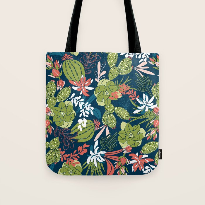Succulent Garden Navy Tote Bag Gallery Image 1
