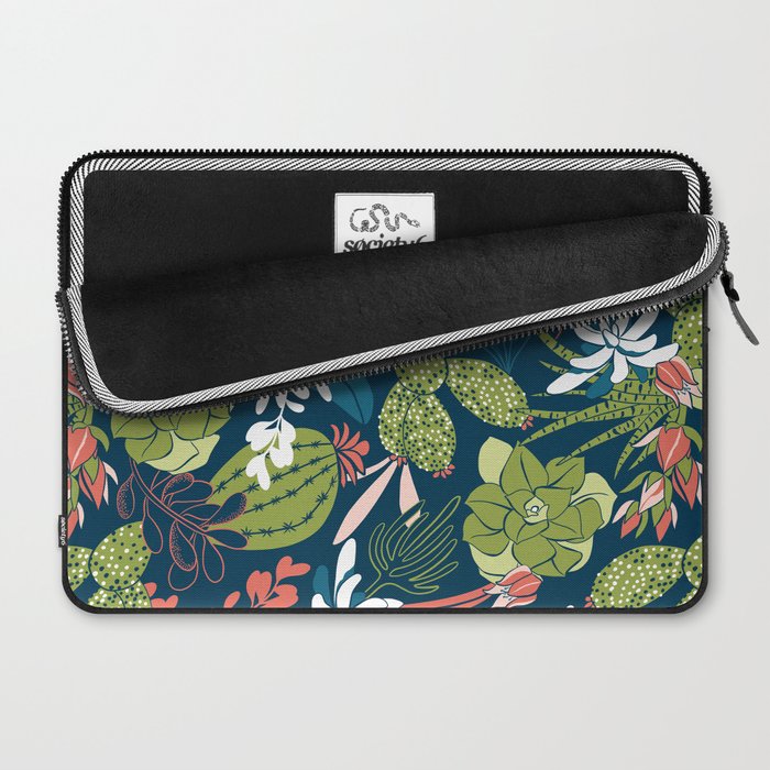 Succulent Garden Navy Laptop Sleeve Gallery Image 2