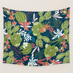 Succulent Garden Navy Wall Tapestry Gallery Image 4