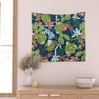 Succulent Garden Navy Wall Tapestry Gallery Image 2