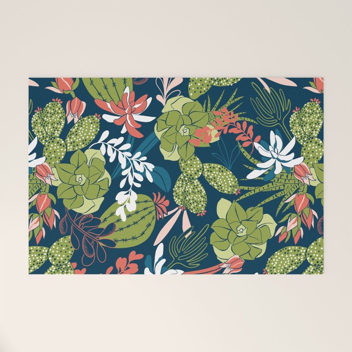 Succulent Garden Navy Welcome Mat Gallery Image 1