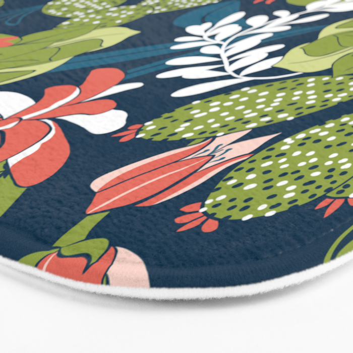 Succulent Garden Navy Bath Mat Gallery Image 3