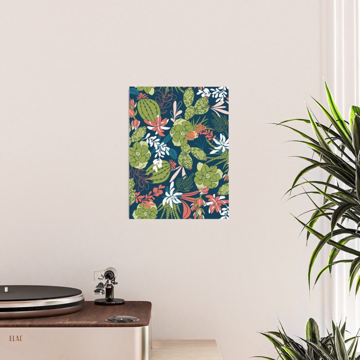 Succulent Garden Navy Poster Gallery Image 2