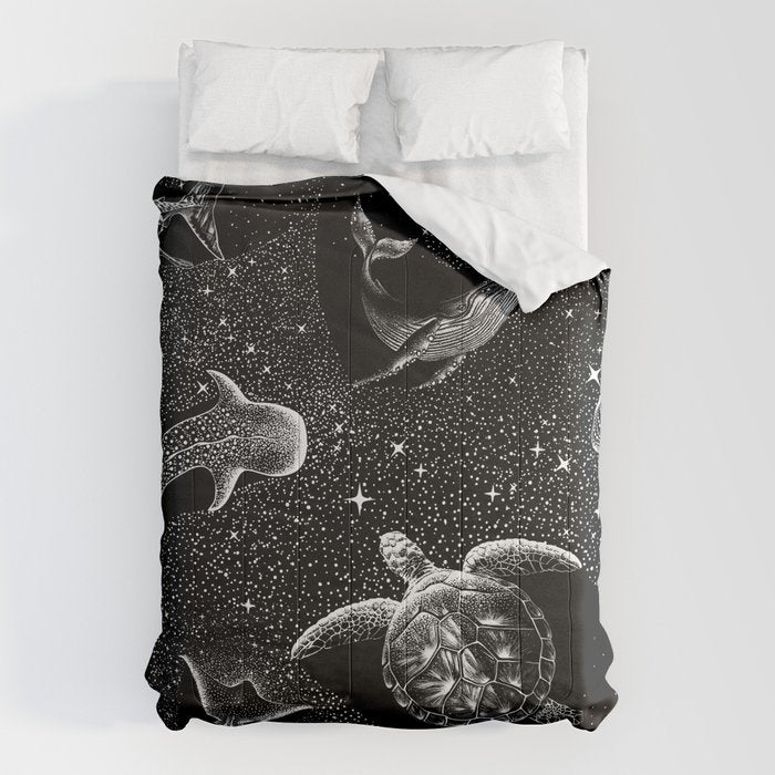Cosmic Ocean (Black Version) Comforter Gallery Image 6