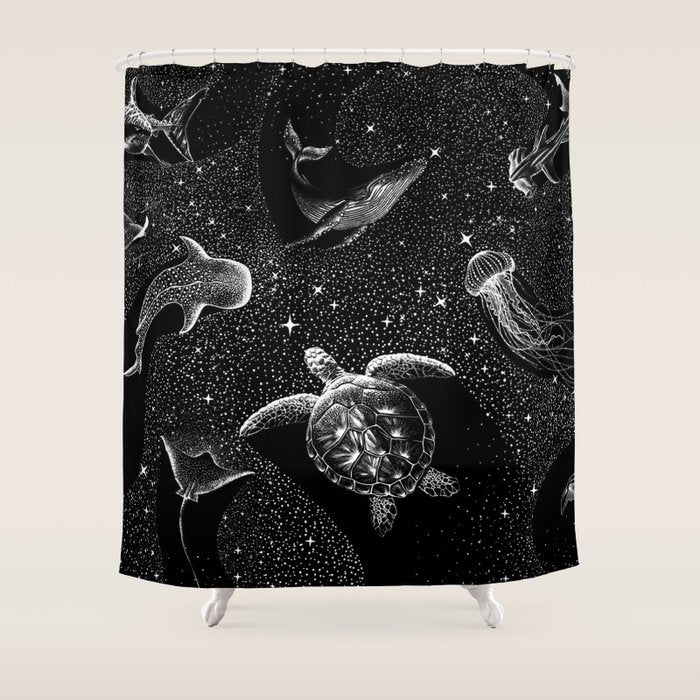Cosmic Ocean (Black Version) Shower Curtain Gallery Image 1