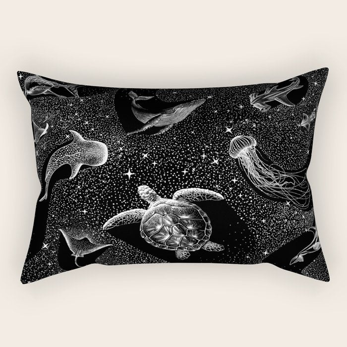 Cosmic Ocean (Black Version) Rectangular Pillow Gallery Image 1
