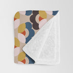 Mod Retro Floral Geometry in Navy Brown and Gold Throw Blanket Gallery Image 3