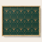 Art Deco Emerald Green & Gold Pattern Serving Tray Gallery Image 1