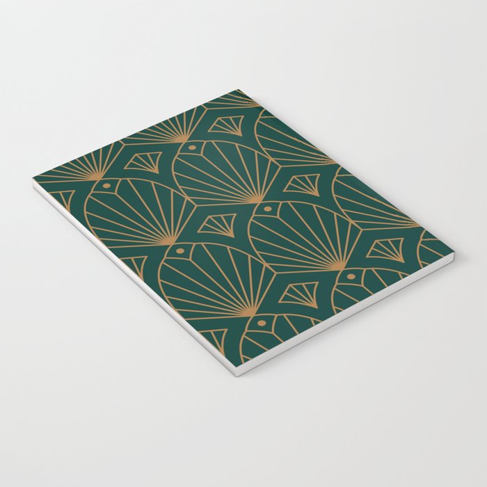 Art Deco Emerald Green & Gold Pattern Notebook Gallery Image 3