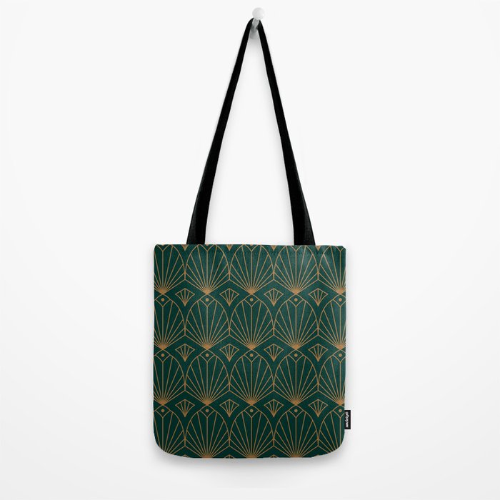 Art Deco Emerald Green & Gold Pattern Tote Bag Gallery Image 2