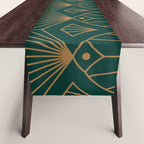 Art Deco Emerald Green & Gold Pattern Table Runner Gallery Image 1