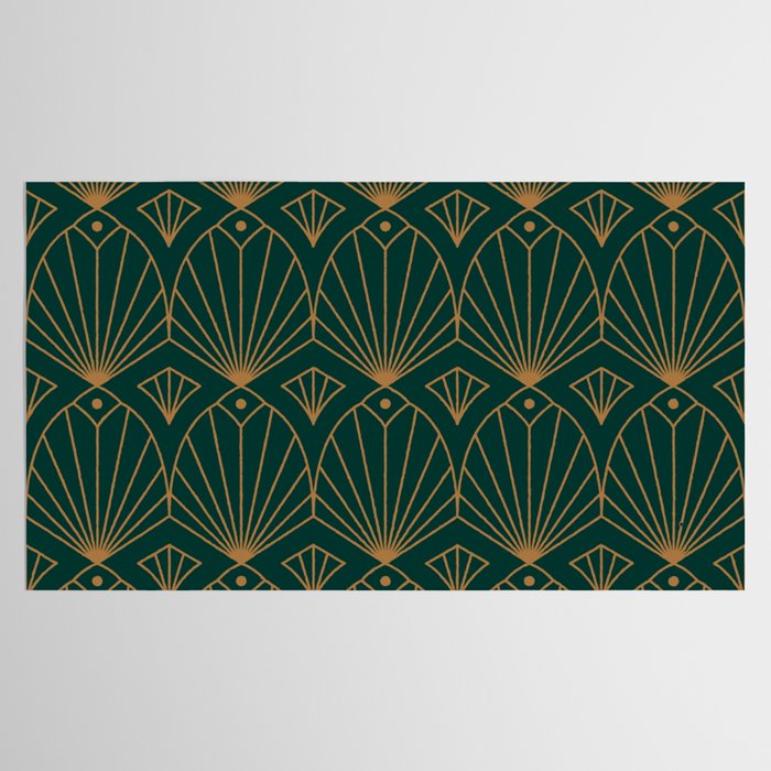 Art Deco Emerald Green & Gold Pattern Tablecloth Gallery Image 2