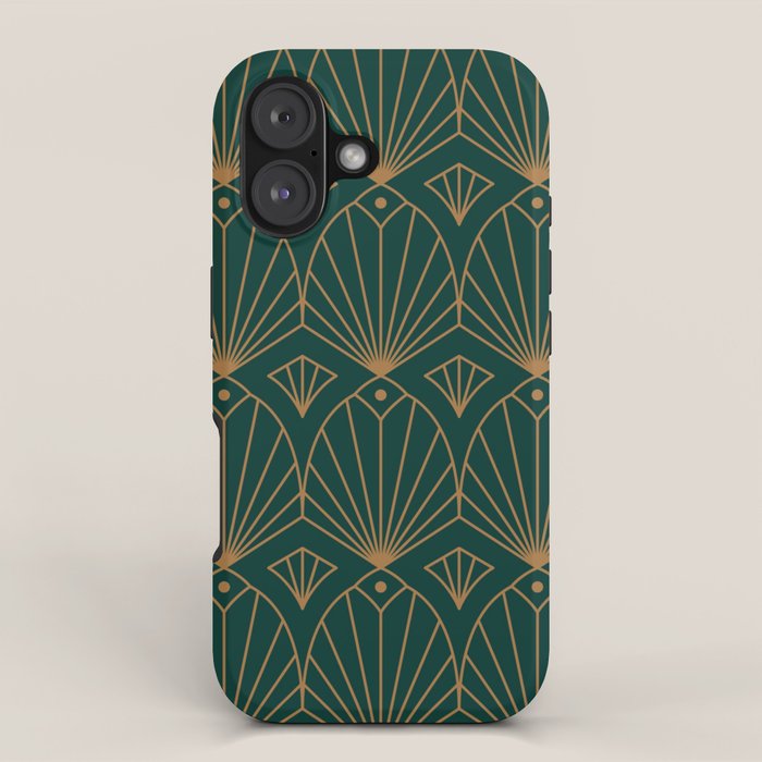 Art Deco Emerald Green & Gold Pattern iPhone Case Gallery Image 1