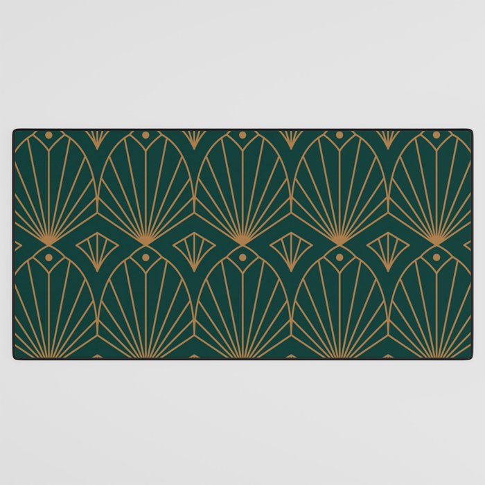 Art Deco Emerald Green & Gold Pattern Desk Mat Gallery Image 3
