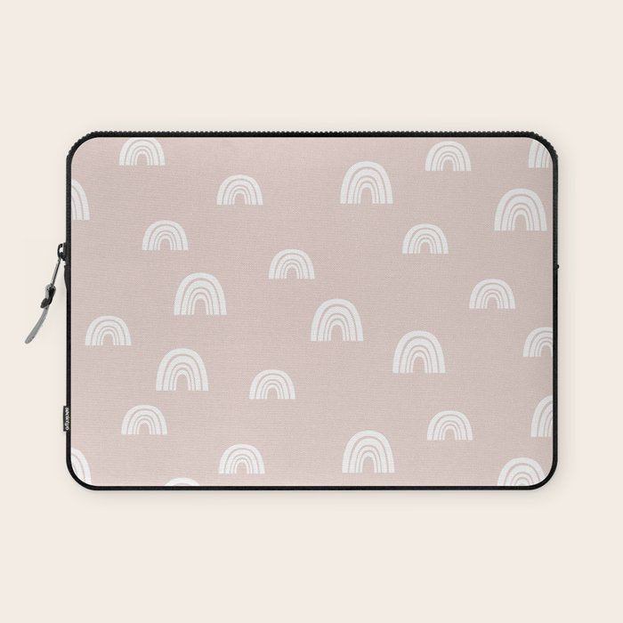 Boho Pink Rainbow - Pink & White Rainbow Pattern - Kids Rainbow Nursery Laptop Sleeve Gallery Image 1