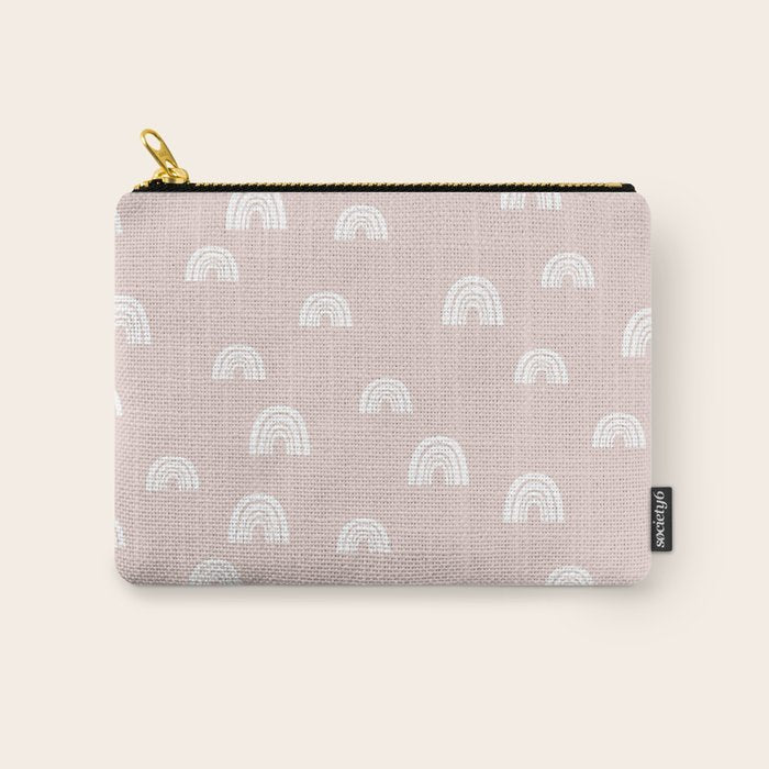 Boho Pink Rainbow - Pink & White Rainbow Pattern - Kids Rainbow Nursery Carry All Pouch Gallery Image 1