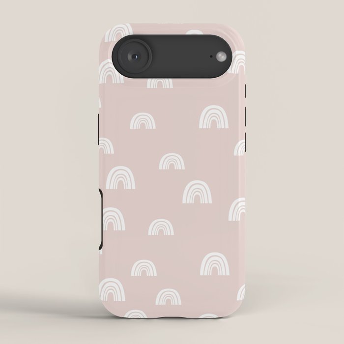 Boho Pink Rainbow - Pink & White Rainbow Pattern - Kids Rainbow Nursery iPhone Case Gallery Image 2
