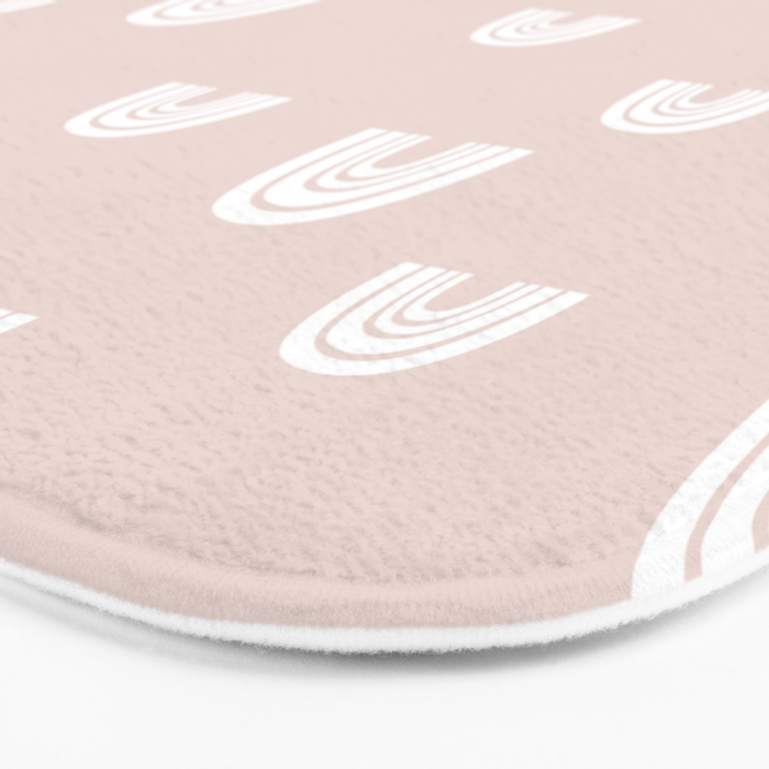 Boho Pink Rainbow - Pink & White Rainbow Pattern - Kids Rainbow Nursery Bath Mat Gallery Image 3