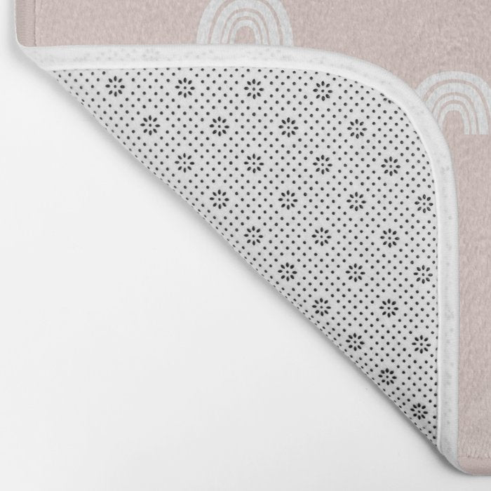 Boho Pink Rainbow - Pink & White Rainbow Pattern - Kids Rainbow Nursery Bath Mat Gallery Image 2