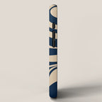 New Groove Retro Swirl Abstract Pattern in Midcentury Modern Navy Blue and Beige  iPhone Case Gallery Image 2
