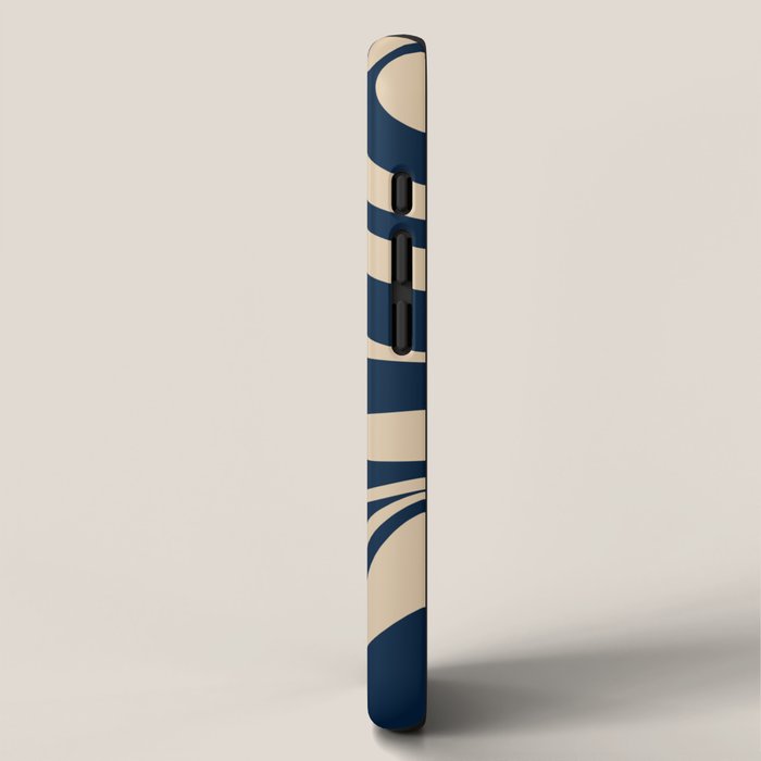 New Groove Retro Swirl Abstract Pattern in Midcentury Modern Navy Blue and Beige  iPhone Case Gallery Image 2