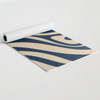 New Groove Retro Swirl Abstract Pattern in Midcentury Modern Navy Blue and Beige  Yoga Mat Gallery Image 2