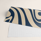 New Groove Retro Swirl Abstract Pattern in Midcentury Modern Navy Blue and Beige  Wrapping Paper Gallery Image 2