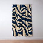 New Groove Retro Swirl Abstract Pattern in Midcentury Modern Navy Blue and Beige  Window Curtain Gallery Image 3