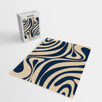 New Groove Retro Swirl Abstract Pattern in Midcentury Modern Navy Blue and Beige  Jigsaw Puzzle Gallery Image 2