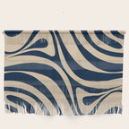 New Groove Retro Swirl Abstract Pattern in Midcentury Modern Navy Blue and Beige  Wall Hanging Gallery Image 1