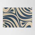 New Groove Retro Swirl Abstract Pattern in Midcentury Modern Navy Blue and Beige  Rug Gallery Image 2
